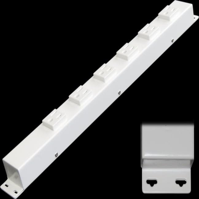 16 Hardwired Power Strip (NO Power Cord), 6 Vertical Tamper Resistant Outlets (NEMA 5-15R - NOT 20Amp), with Ears (with mounting tabs on Both Ends), White