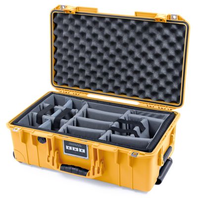 ColorCase Pelican Air 1535 Carry-on Case Yellow - Medium Size Waterproof Case with Gray Padded Microfiber Dividers & Convoluted Lid Foam - Yellow Handles & Latches