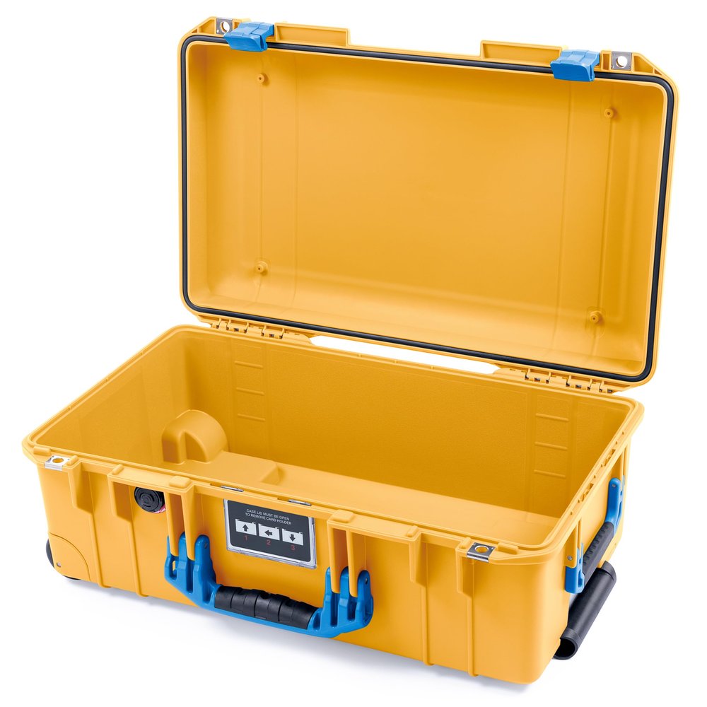 ColorCase Pelican Air 1535 Carry-on Case Yellow - Medium Size Waterproof Case (Case Only) - Blue Handles & Latches