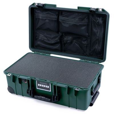 ColorCase Pelican Air 1535 Carry-on Case Trekking Green - Medium Size Waterproof Case with Pick & Pluck Foam & Mesh Lid Organizer - Black Handles & Latches