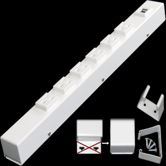 16" Hardwired Power Strip (NO Power Cord), 6 Tamper Resistant Outlets (NEMA 5-15R - NOT 20Amp), NO Ears (Without mounting tabs on Both Ends), USB, White