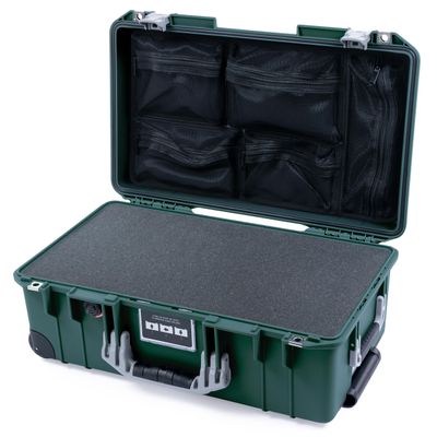 ColorCase Pelican Air 1535 Carry-on Case Trekking Green - Medium Size Waterproof Case with Pick & Pluck Foam & Mesh Lid Organizer - Silver Handles & Latches