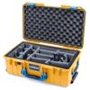 ColorCase Pelican Air 1535 Carry-on Case Yellow - Medium Size Waterproof Case with Gray Padded Microfiber Dividers & Convoluted Lid Foam - Blue Handles & Latches view 1