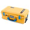 ColorCase Pelican Air 1535 Carry-on Case Yellow - Medium Size Waterproof Case with Gray Padded Microfiber Dividers & Convoluted Lid Foam - Blue Handles & Latches view 3