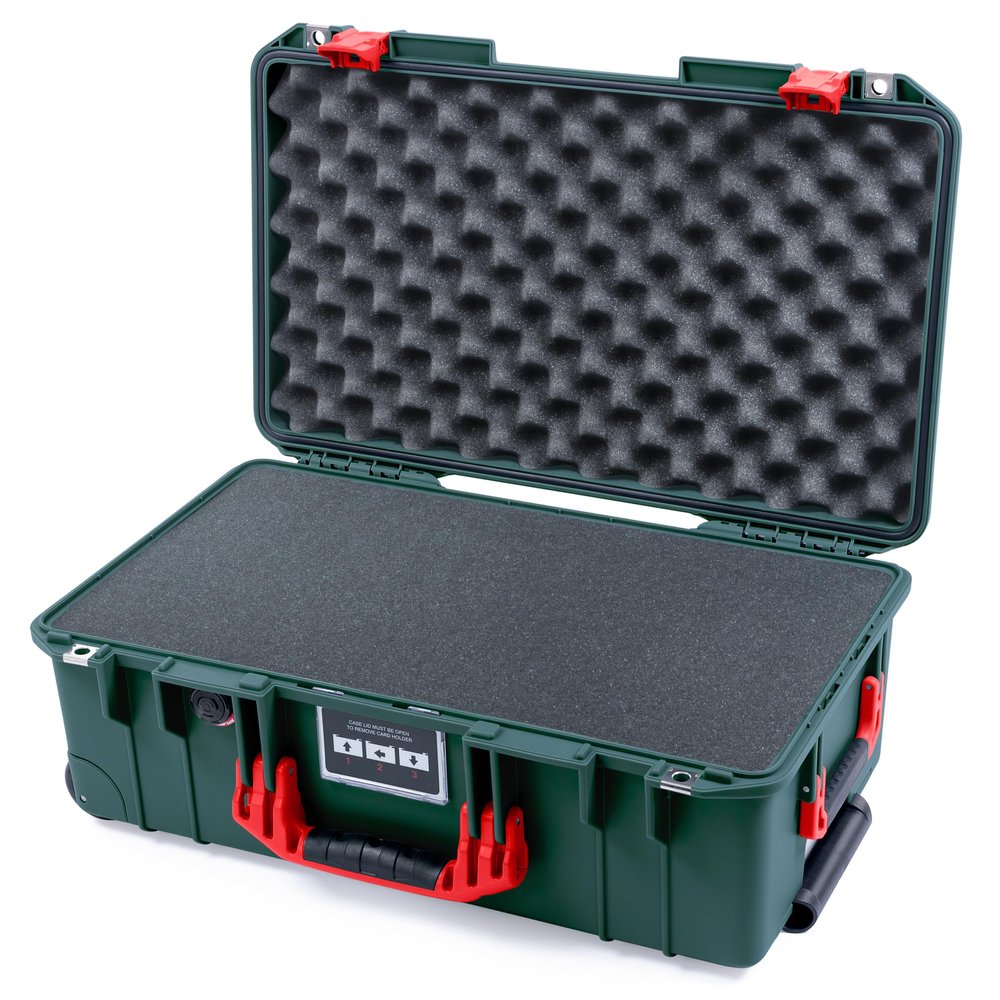ColorCase Pelican Air 1535 Carry-on Case Trekking Green - Medium Size Waterproof Case with Mesh Lid Organizer Only - Red Handles & Latches
