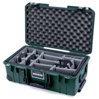 ColorCase Pelican Air 1535 Carry-on Case Trekking Green - Medium Size Waterproof Case with Gray Padded Microfiber Dividers & Convoluted Lid Foam - Black Handles & TSA Locking Latches