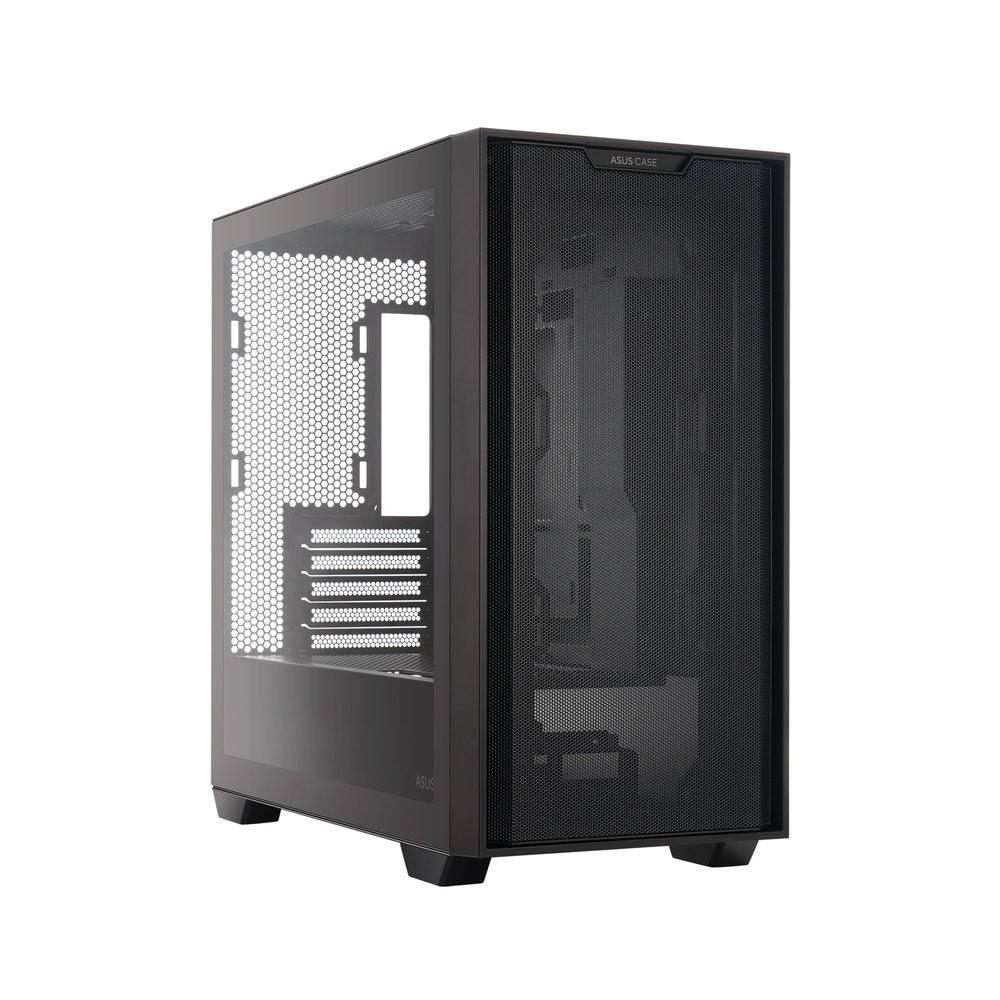 ASUS A21 Black Micro ATX PC Case Supports BTF Hidden Connector Technology, Graphics Cards up to 380mm, 360mm Coolers, & ATX PSUs, Includes Porous Front-Panel mesh and Cable Management Compartment