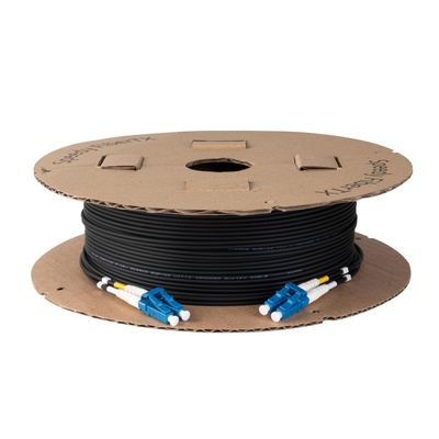 SpeedyFiberTX 4-Pack 125 Meter Short Boot LC to LC Outdoor Armored Fiber Patch Cable, Corning SMF-28 Singlemode 9/125um Ultra Optical Fiber, Duplex Black LSZH UV-Proof Cable Jacket