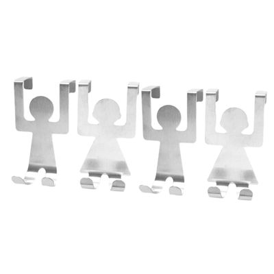 FELTECHELECTR Over Door Hooks for Hanging 4 Pack Metal Coat Hanger Hanger Rack Space Saver Easy Install Stainless Steel
