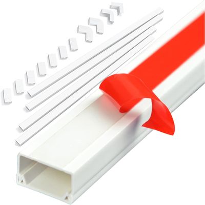 RAKKYO 5m Long Raceway Cable Protector, Extra Large Wire Management Channel for Wall/Ceiling, White Waterproof PVC Self Adhesive TV Cord Cover, 197 inch Long, Exterior Doorway Kitchen (Size : 22 cab
