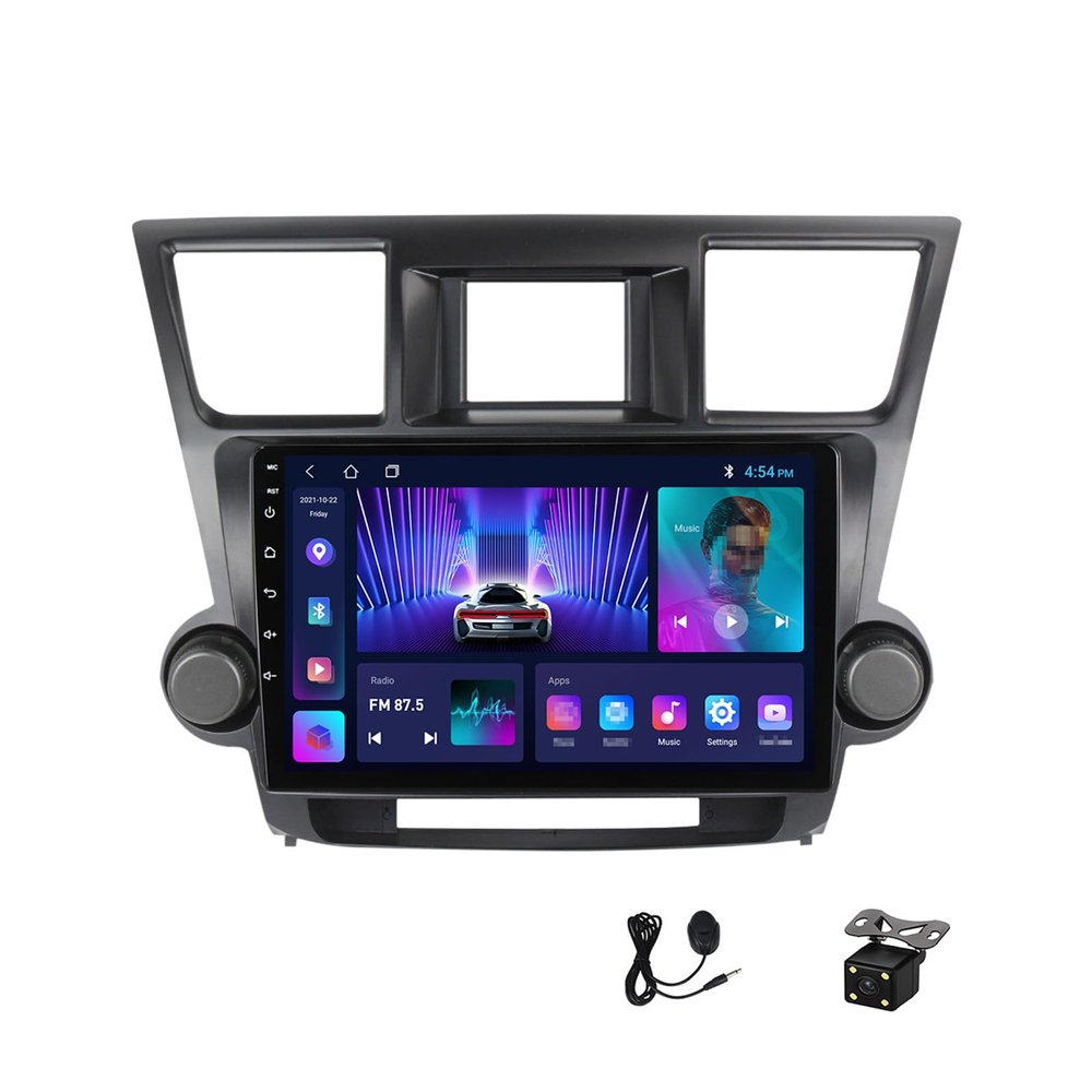Double Din Android 12 Car Stereo with Backup Camera 9 Inch Touch Screen Car Radio MP5 Player for Toyota Highlander 2007~2013 Support 4G/WiFi/Carplay/Auto/USB/DSP/RDS,WiFi 1g+16g