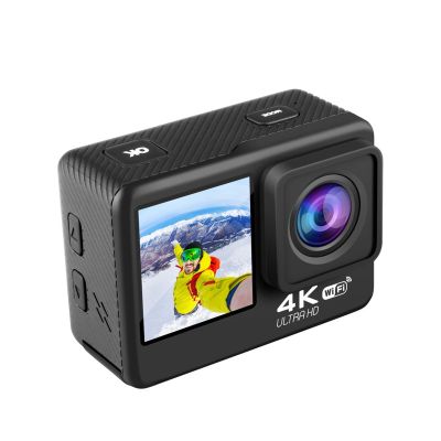Action Camera Sports Camera 4K HD Underwater Camera with Anti-Shake Outdoor Camera Wireless Remote Control WiFi Waterproof Sports DV Vlogging Camera (Color : Black Model : AT-N460) (Black at)