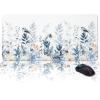 Oversized Gaming Mouse Pad, Christmas Winter Blue Poinsettia Snowflake Robin Eucalyptus Leaves Desk Mat for Home Office Non-Slip Extended XXL Computer Mouse Pad for Laptop Desktop Keyboard,35x15in view 1