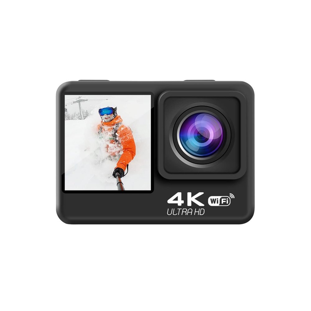 Action Camera Sports Camera 4K HD Underwater Camera with Anti-Shake Outdoor Camera Wireless Remote Control WiFi Waterproof Sports DV Vlogging Camera (Color : Black Model : AT-N460) (Black at)