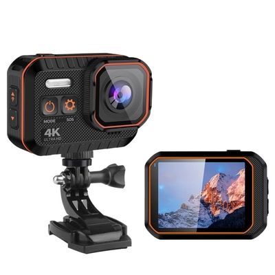 Action Camera Anti-Shake Motorcycle Action Camera 4K HD Helmet Camera Driving Record Car Remote Control Car Camera Recorder Ski WiFi Recorder Vlogging Camera (32g Black Camera)