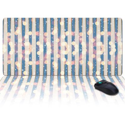 Oversized Gaming Mouse Pad, Blue Striped Snowflake Dots Desk Mat for Home Office Extended XXL Computer Mouse Pad with Non-Slip Backing for Laptop Desktop Keyboard,35x15 inch