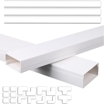 RAKKYO PVC Cord Cover Corner Wall Ceiling, 16 ft Long Sturdy Waterproof Self Adhesive Raceway Cable Organizer, Easy to Install, Exhibitions Classrooms Gymnasiums Retail Hospitality,White (Size : 4 ca