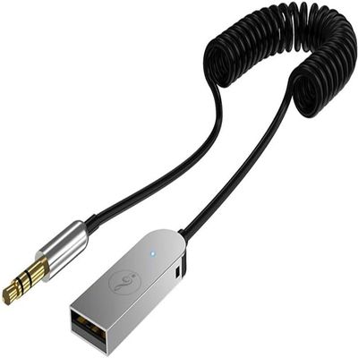 BUBUCAM Bluetooth 5.0 Car Receiver, Aux Bluetooth 5.0 Adapter Car Aux USB Receiver for Headphones Home Stereo Systems with Microphone