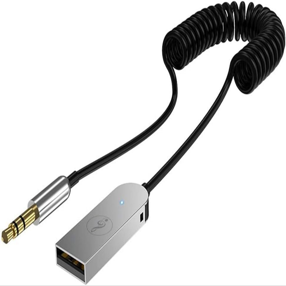 BUBUCAM Bluetooth 5.0 Car Receiver, Aux Bluetooth 5.0 Adapter Car Aux USB Receiver for Headphones Home Stereo Systems with Microphone