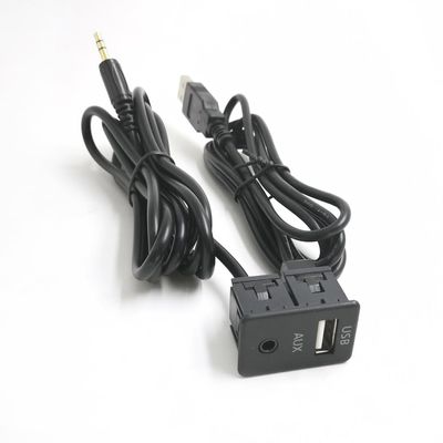 RAEGAN [Vehicle Parts] 100CM Car Dash Flush Mount USB Port Panel Auto Boat 3.5mm AUX USB Extension Cable Adapter for Volkswagen for Toyota [Replacement]