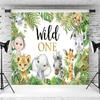 10x6.5ft Safari Backdrop Wild One Jungle Animals 1st Birthday Photography Background Boys Girls First Birthday Wildlife Theme Party Banner Decorations Supplies Photo Booth Props view 4