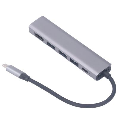 5 in 1 Type C Hub Adapter USB, 4K HD Multimedia Interface Splitter Portable Expander with Good Cooling, Multi USB Ports for Laptop Display