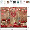 Caheansi 12x10 ft Happy Valentine Mother's Day Backdrop Brick Wall Wood Door and Red Rose Flower Love Heart Photography Background Valentines Day Party Decor Banner Photo Booth Props view 3