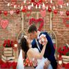 Caheansi 12x10 ft Happy Valentine Mother's Day Backdrop Brick Wall Wood Door and Red Rose Flower Love Heart Photography Background Valentines Day Party Decor Banner Photo Booth Props view 4