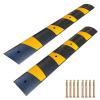 F COME Rubber Speed Bump 6 Feet Rubber Driveway Modular Heavy Duty Speed 72.4 x 12 x 2.4 Inch Cable Protector Ramp for Garage Gravel Roads Asphalt Concrete, 6Ft-Speed Bump (2 pack 6ft speed hump) view 2