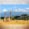 12x8ft Giraffe Backdrop Africa Safari Landscape Photography Background Kids Birthday Baby Shower Giraffe Animals Party Banner Decorations Supplies Photo Booth Props view 1