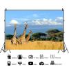 12x8ft Giraffe Backdrop Africa Safari Landscape Photography Background Kids Birthday Baby Shower Giraffe Animals Party Banner Decorations Supplies Photo Booth Props view 2
