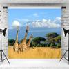 12x8ft Giraffe Backdrop Africa Safari Landscape Photography Background Kids Birthday Baby Shower Giraffe Animals Party Banner Decorations Supplies Photo Booth Props view 3