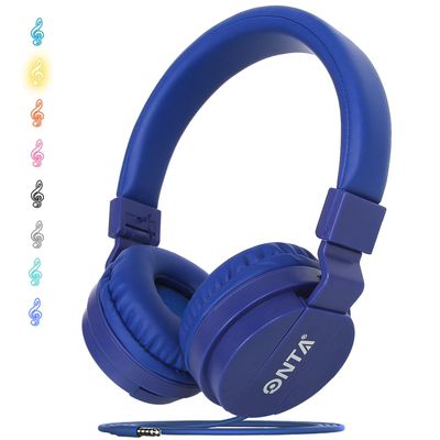 ONTA Kids Headphones for Boys Girls - Child Student Headset Wired Toddler Earphones School Teen on Ear for Ipad | Computer | Smart Phone | Amazon Fire Tablet | Laptop | Plane Travel Game, Dark Blue