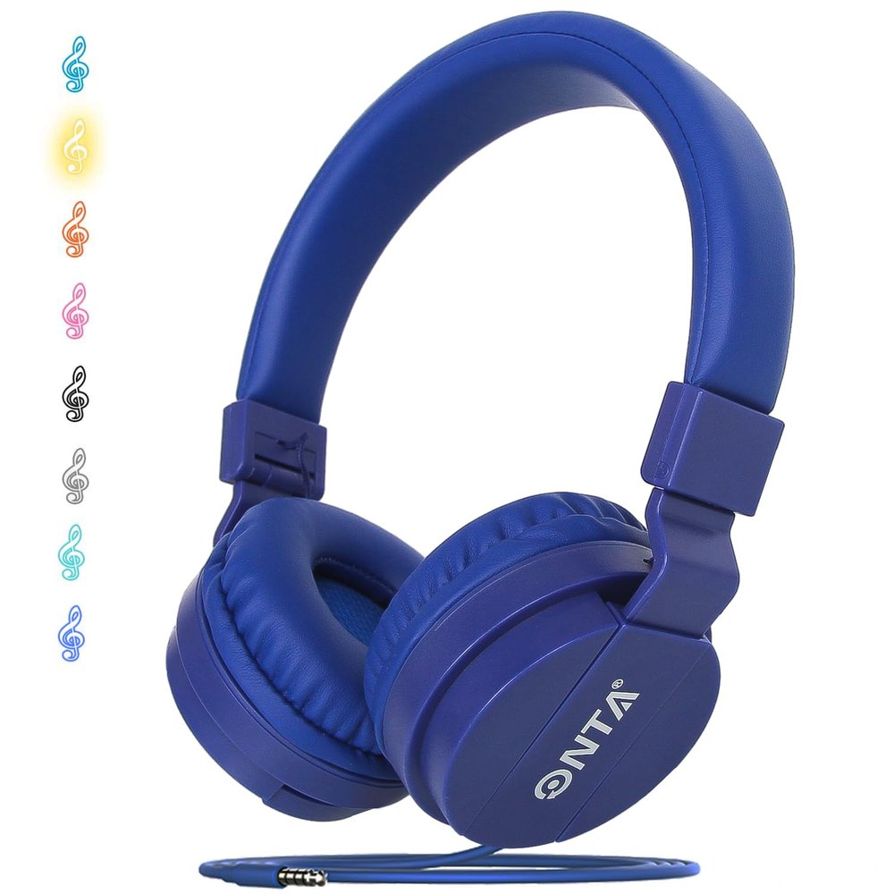 ONTA Kids Headphones for Boys Girls - Child Student Headset Wired Toddler Earphones School Teen on Ear for Ipad | Computer | Smart Phone | Amazon Fire Tablet | Laptop | Plane Travel Game, Dark Blue