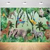 10x6.5ft Safari Backdrop Jungle Animals Rainforest Photography Background Kids Wild One Birthday Baby Shower Party Banner Decorations Cake Table Supplies Photo Booth Props view 1