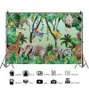 10x6.5ft Safari Backdrop Jungle Animals Rainforest Photography Background Kids Wild One Birthday Baby Shower Party Banner Decorations Cake Table Supplies Photo Booth Props view 2