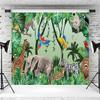 10x6.5ft Safari Backdrop Jungle Animals Rainforest Photography Background Kids Wild One Birthday Baby Shower Party Banner Decorations Cake Table Supplies Photo Booth Props view 3