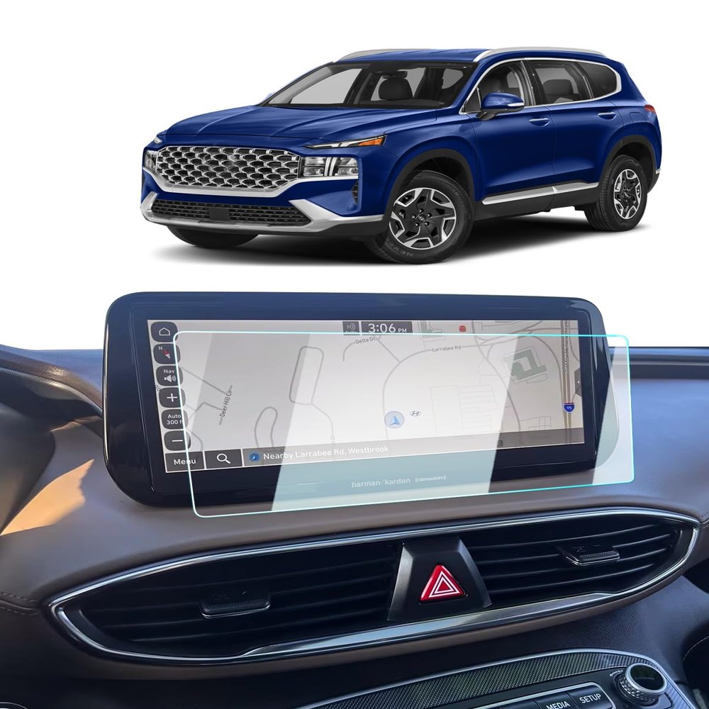 BIXUAN Tempered Glass Screen Protector for 2021-2023 Hyundai Santa Fe SEL/XRT/Limited/Calligraphy Accessories Navigation 10.25 Inch Touch Screen Protection Against Scratches and Fingerprints