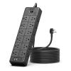24 Widely Outlets Extension Cord 10 Ft NTONPOWER 15A/1875W Power Strips with Surge Protection 4000J,Black Extension Cord Surge Protector with 4 USB Ports(2 USB C), Wall Mount Holes for Home, Office view 1