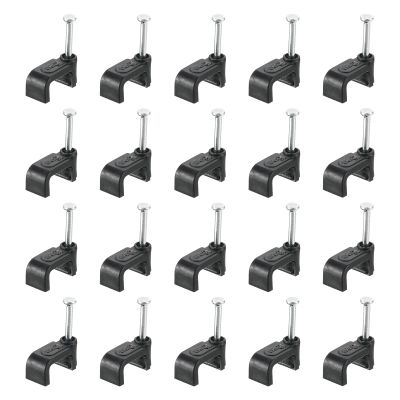uxcell Cable Clips with Steel Nail, 200Pcs 10mm/0.39" Plastic Cable Wire Clips, Ethernet Cable Clips Nail in Cable Clips for Home Wires Cables Cords Management, Black