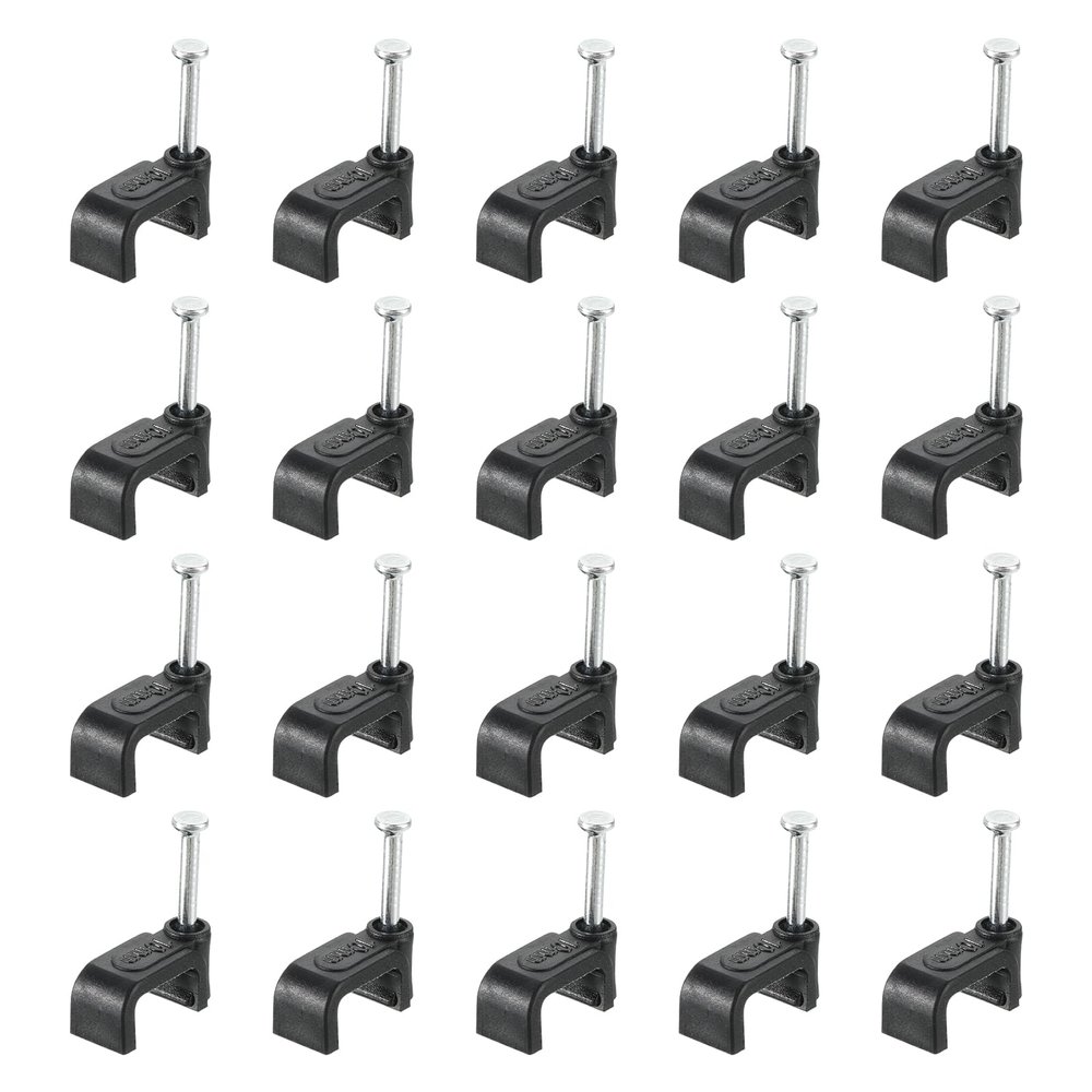 uxcell Cable Clips with Steel Nail, 200Pcs 10mm/0.39" Plastic Cable Wire Clips, Ethernet Cable Clips Nail in Cable Clips for Home Wires Cables Cords Management, Black