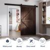 FREDBECK 48in x 84in Brown Wood Barn Door with 8ft Barn Door Hardware Track Kit Included, Double Surfaces,Simple Assembly is Required,K-Frame,Coffee view 2