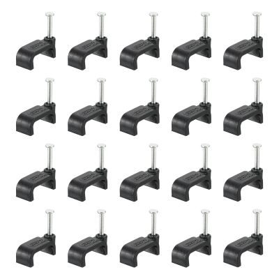 uxcell Cable Clips with Steel Nail, 200Pcs 14mm/0.55" Plastic Cable Wire Clips, Ethernet Cable Clips Nail in Cable Clips for Home Wires Cables Cords Management, Black