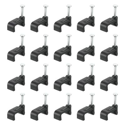 uxcell Cable Clips with Steel Nail, 100Pcs 12mm/0.47" Plastic Cable Wire Clips, Ethernet Cable Clips Nail in Cable Clips for Home Wires Cables Cords Management, Black