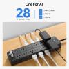 24 Widely Outlets Extension Cord 15 Ft NTONPOWER 15A/1875W Power Strips with Surge Protection 4000J,Black Extension Cord Surge Protector with 4 USB Ports(2 USB C), Wall Mount Holes for Home, Office view 2