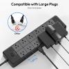 24 Widely Outlets Extension Cord 15 Ft NTONPOWER 15A/1875W Power Strips with Surge Protection 4000J,Black Extension Cord Surge Protector with 4 USB Ports(2 USB C), Wall Mount Holes for Home, Office view 4