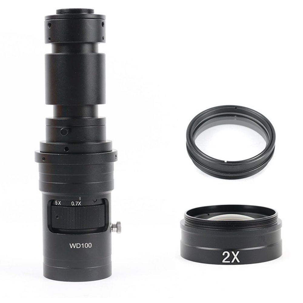 RADHAX Microscope Kit 200X 500X C Mount Zoom Optical Lens Optional 0.5X 2X 0.35X Barlow Lens for Microscope Camera Microscope Lens Adapters (Color : 500X and 2X 1X)