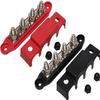 2PCS Power Distribution Block Bus Bar with Cover, 4 x 3/8" Posts, 6 x #8 Screws Terminals, Max 48V 250A Pair (3/8", Red & Black) view 2