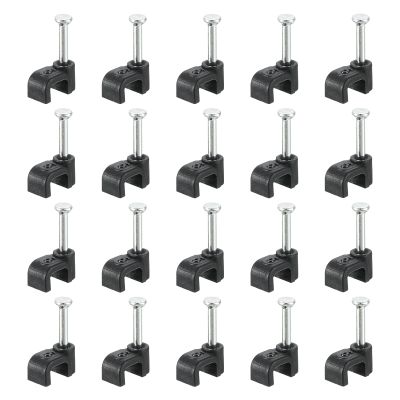 uxcell Cable Clips with Steel Nail, 200Pcs 5mm/0.2" Plastic Cable Wire Clips, Ethernet Cable Clips Nail in Cable Clips for Home Wires Cables Cords Management, Black