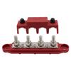 Power Distribution Block Bus Bar with Cover for Boat/Car/RV/Yacht, 4 x 5/16" Posts, 6 x #8 Screws Terminals, Max 48V 250A (5/16", Red) view 1